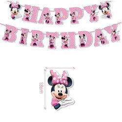 "Happy Birthday" Banner – Pink Minnie Mouse