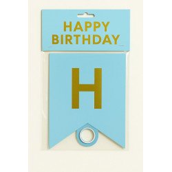 1 Guirlande “HAPPY BIRTHDAY” – Bleu Ciel et Doré