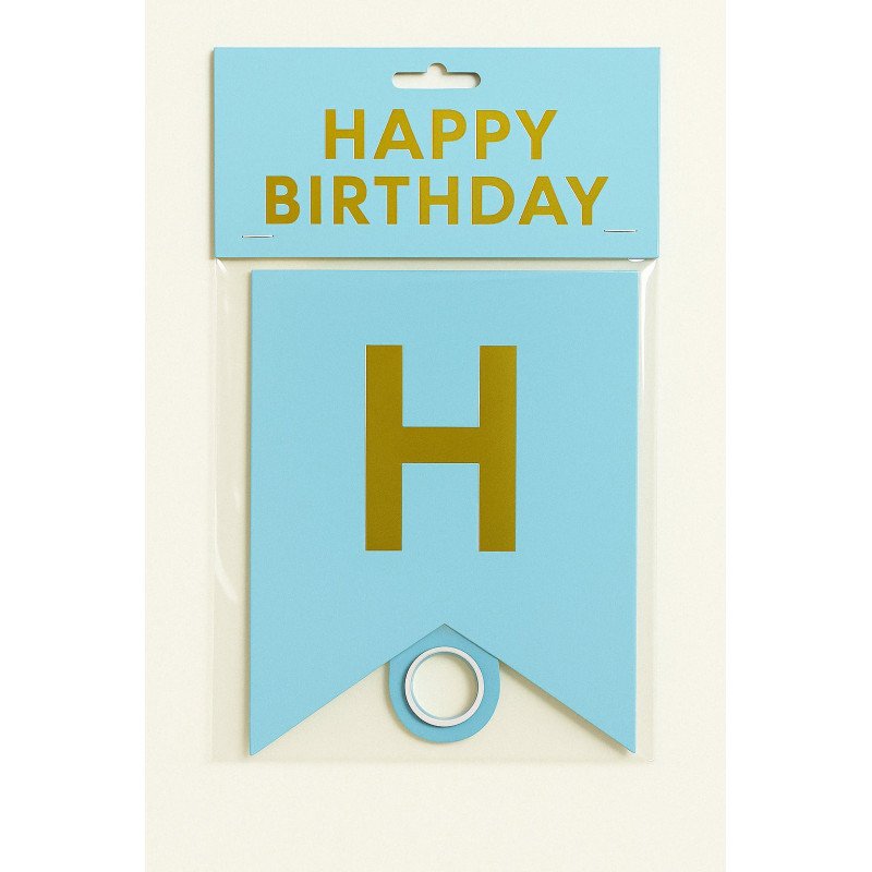 1 Guirlande “HAPPY BIRTHDAY” – Bleu Ciel et Doré