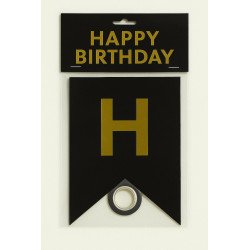 1 “HAPPY BIRTHDAY” Banner – Black & Gold