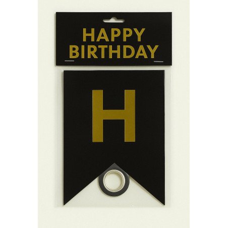 1 “HAPPY BIRTHDAY” Banner – Black & Gold