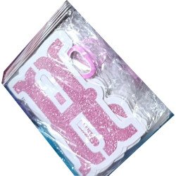 1 “HAPPY BIRTHDAY” Banner – Pink Glitter Letters with White Border