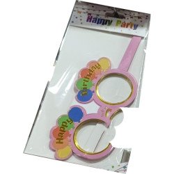 6 Lunettes d’Anniversaire “HAPPY BIRTHDAY” – Roses avec Ballons Multicolores