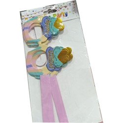 6 Lunettes d’Anniversaire “HAPPY BIRTHDAY” – Forme Gâteau avec Rubans Roses