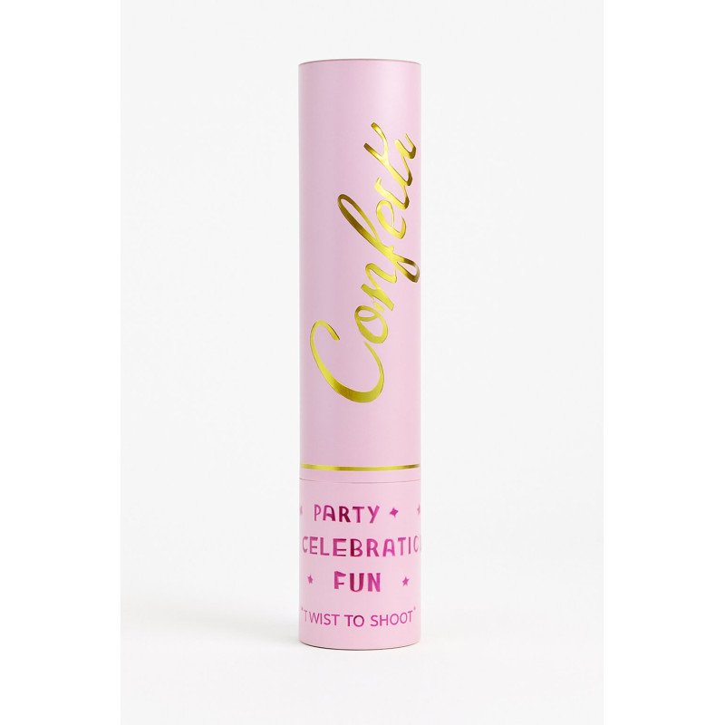 Confetti Cannon – Pastel Pink with Gold Lettering