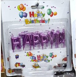 “HAPPY BIRTHDAY” Letter Candles – Metallic Purple