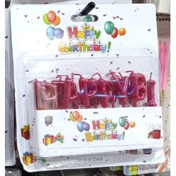 “HAPPY BIRTHDAY” Letter Candles – Metallic Red