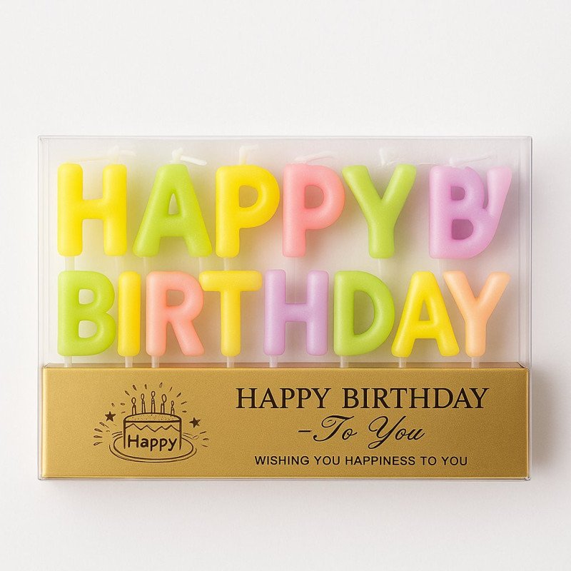 “HAPPY BIRTHDAY” Letter Candles – Pastel Colors