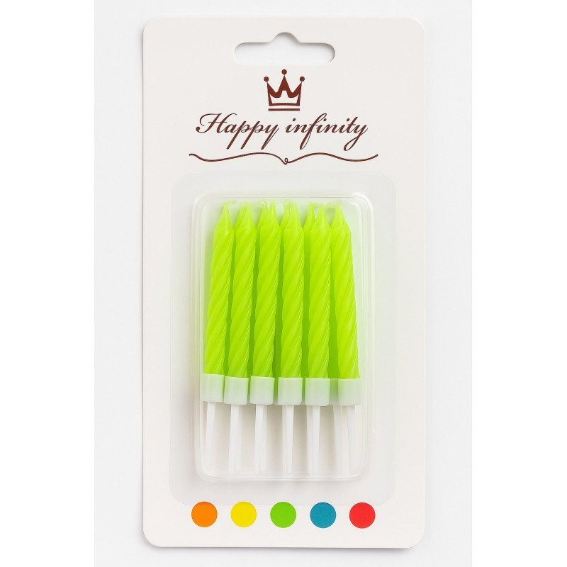 10 Green Spiral Candles with White Plastic Base