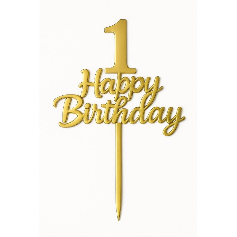 Cake Topper Doré Métallisé – Chiffres 0 à 9 “Happy Birthday”