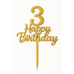 Cake Topper Doré Métallisé – Chiffres 0 à 9 “Happy Birthday”