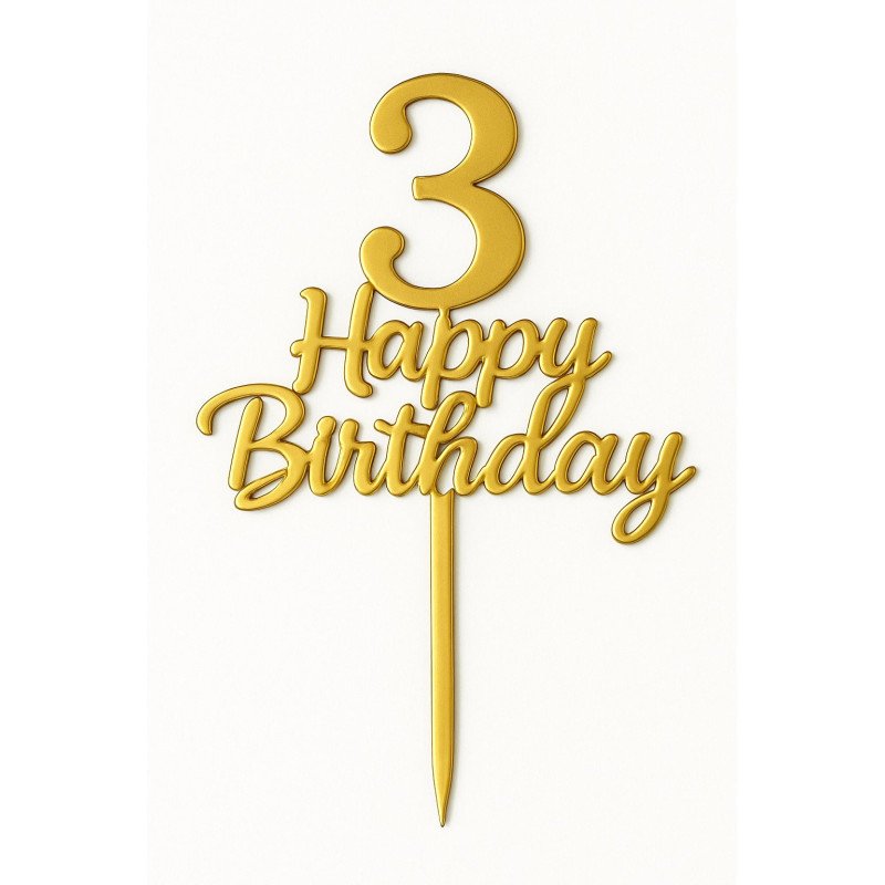 Cake Topper Doré Métallisé – Chiffres 0 à 9 “Happy Birthday”