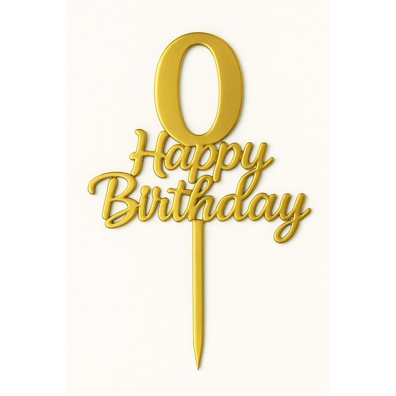 Cake Topper Doré Métallisé – Chiffres 0 à 9 “Happy Birthday”