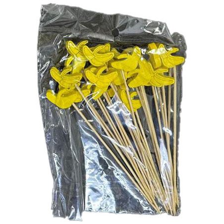 50 Piques en Bois avec Décor Banane – 12 cm