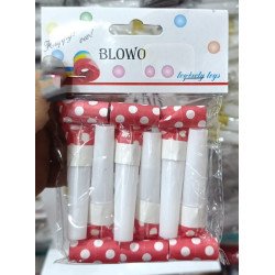 Set of 6 Red Party Blowouts with White Polka Dots
