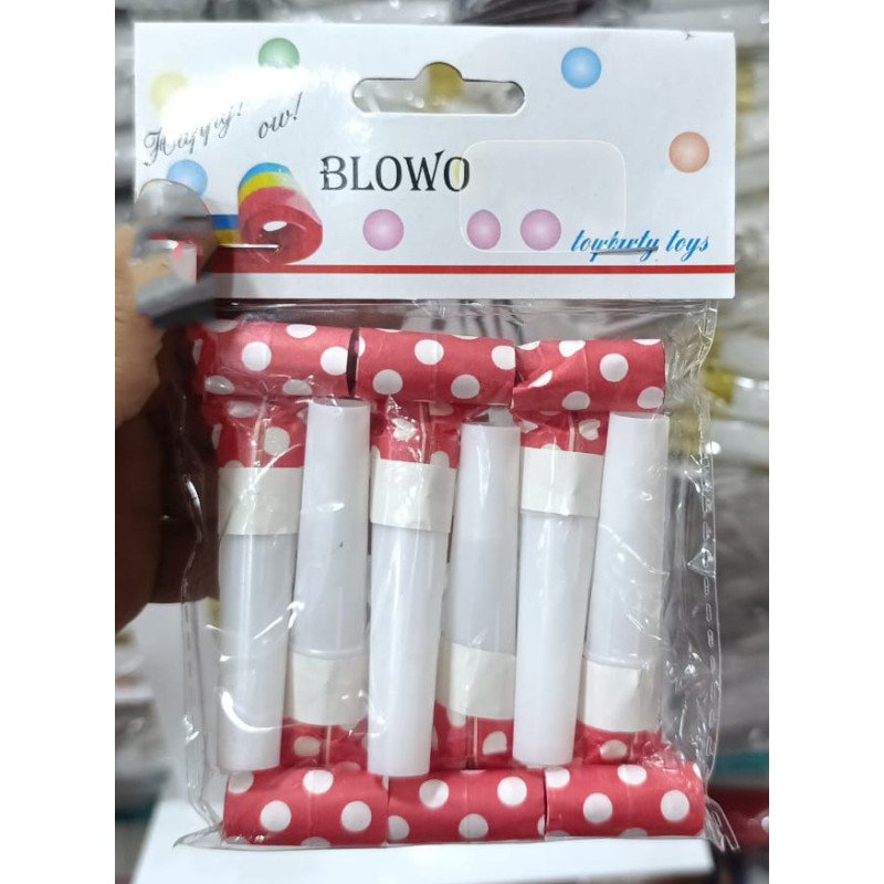 Set of 6 Red Party Blowouts with White Polka Dots