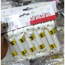 Set of 10 White Party Blowouts with Gold Stars