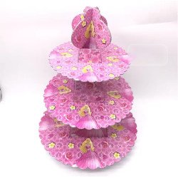 Stand à Gâteaux 3 Niveaux Thème Princesse Rose