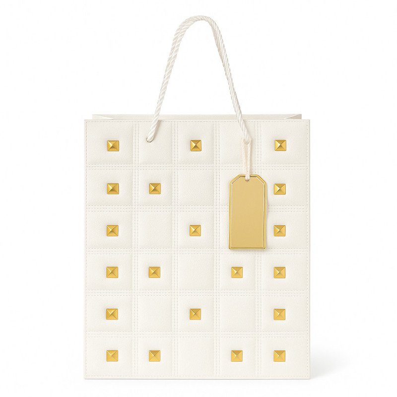 White Gift Bag with Gold Studs