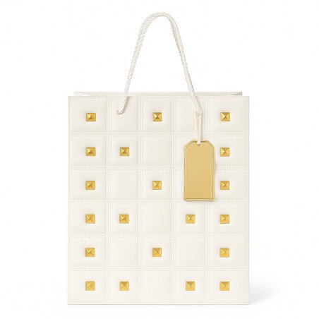 White Gift Bag with Gold Studs