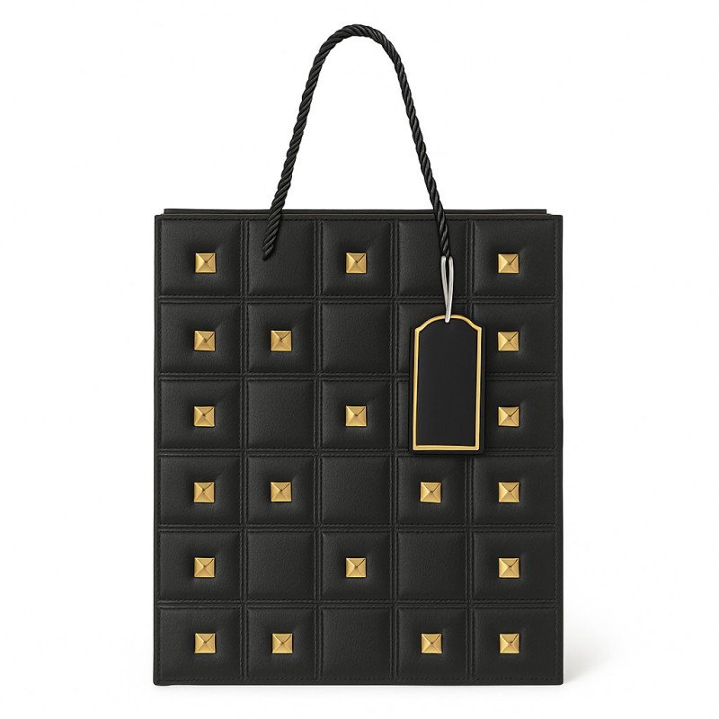 Black Gift Bag with Gold Studs