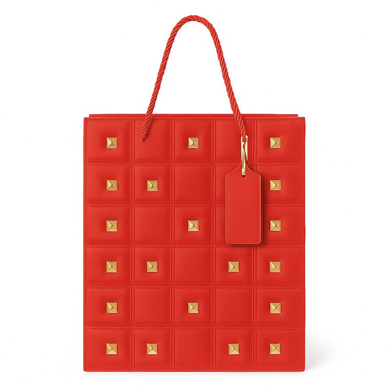 Red Gift Bag with Gold Studs
