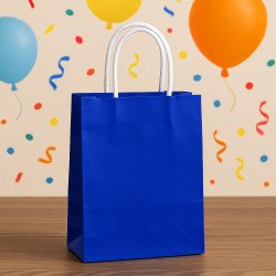Blue Gift Bag with White Handles