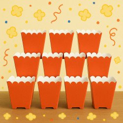 Set of 10 Red Popcorn Boxes – Festive Design