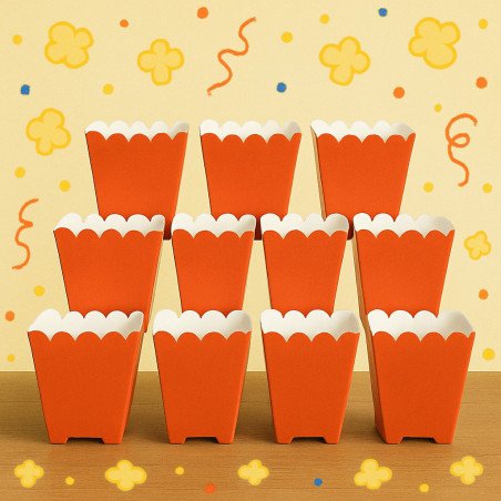Set of 10 Red Popcorn Boxes – Festive Design