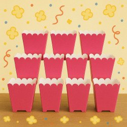 Set of 10 Dark Pink Popcorn Boxes – Festive Design