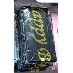 "Happy Birthday" Sash – Black Satin with Gold Letters