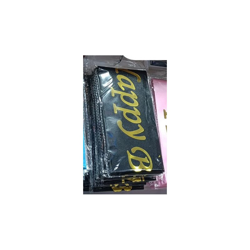 "Happy Birthday" Sash – Black Satin with Gold Letters