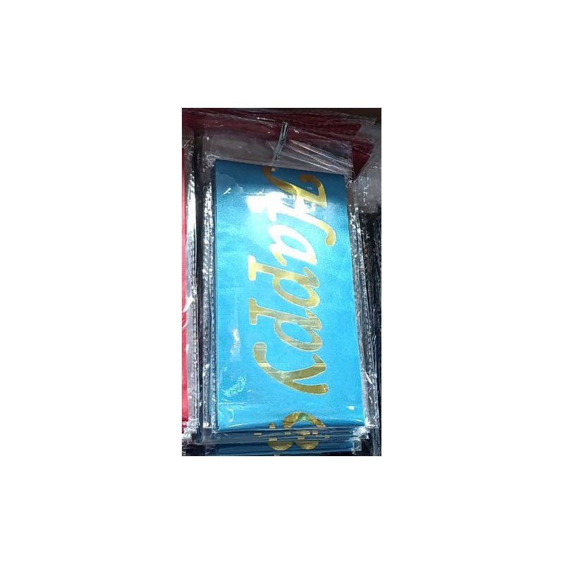 Écharpe "Happy Birthday" Bleue et Dorée – Satin Brillant