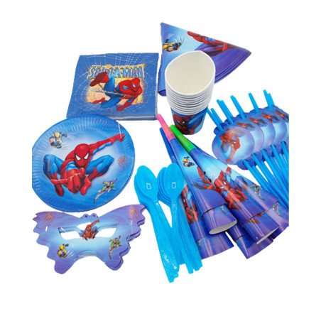 Pack Anniversaire Thème Spider-Man – 10 Articles (10 pièces par article)