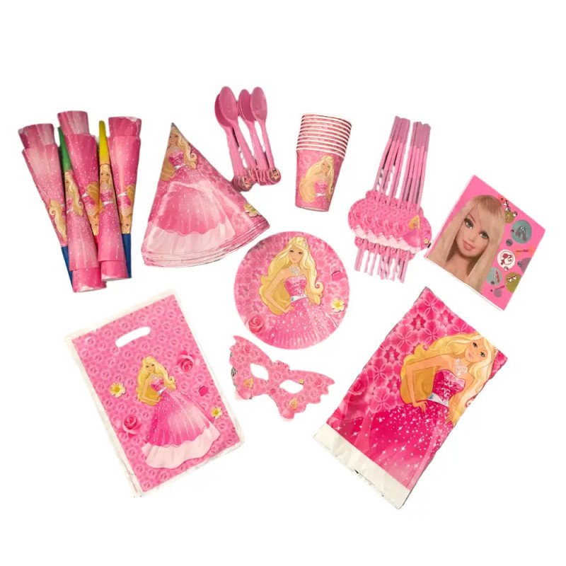 Pack Anniversaire Thème Barbie – 10 Articles (10 pièces par article)
