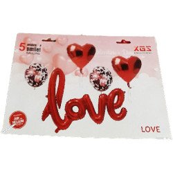 Kit de Ballons LOVE Rouge – 5 Pièces