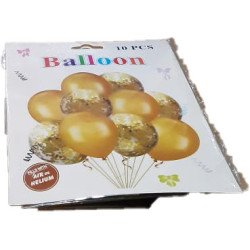 Pack of 10 Balloons – 5 Solid Gold & 5 Gold Confetti