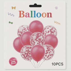 Pack of 10 Balloons – 5 Solid Pink & 5 Pink Confetti