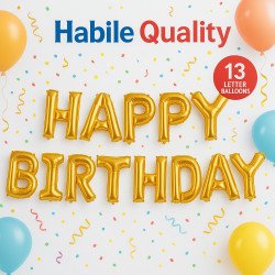 "HAPPY BIRTHDAY" Foil Letter Balloons – Gold – 13 Pieces