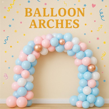 Arche de Ballons – Rose, Bleu et Blanc – Décoration Festive