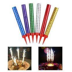 Bougies Fontaines Scintillantes Multicolores – Lot de 6