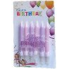 Pink and Purple Gradient Birthday Candles with “Happy Birthday” Topper – 6-Pack
