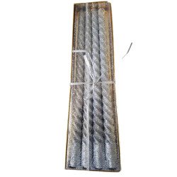 Set of 4 Silver Glitter Twisted Taper Candles