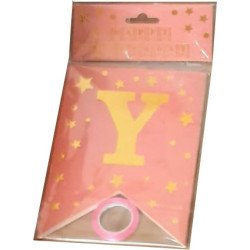 "Happy Birthday" Banner Pink and Gold Starry