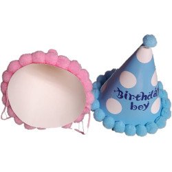 "Birthday Girl" Birthday Hat with Pom Poms (Sold Individually)