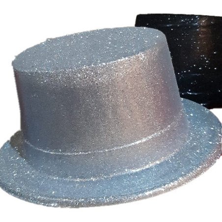 Chapeau Haut-de-Forme Argenté à Paillettes