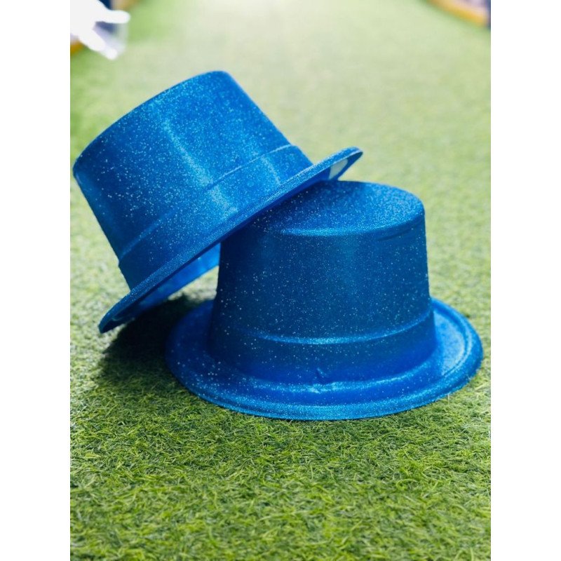 Chapeau Haut-de-Forme Bleu à Paillettes