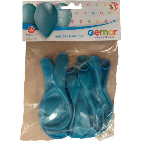 BALLONS TURQUOIS 10PCS 26 CM