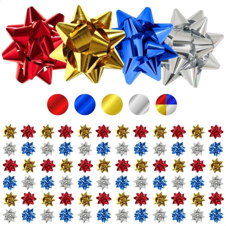 Nœud Cadeau Métallisé Auto-Adhésif (Vendu à l'Unité)