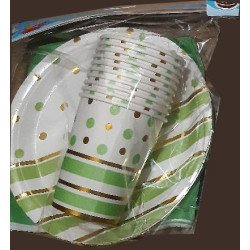 Pack de 30 Pièces Jetable Vert et Or Élégant